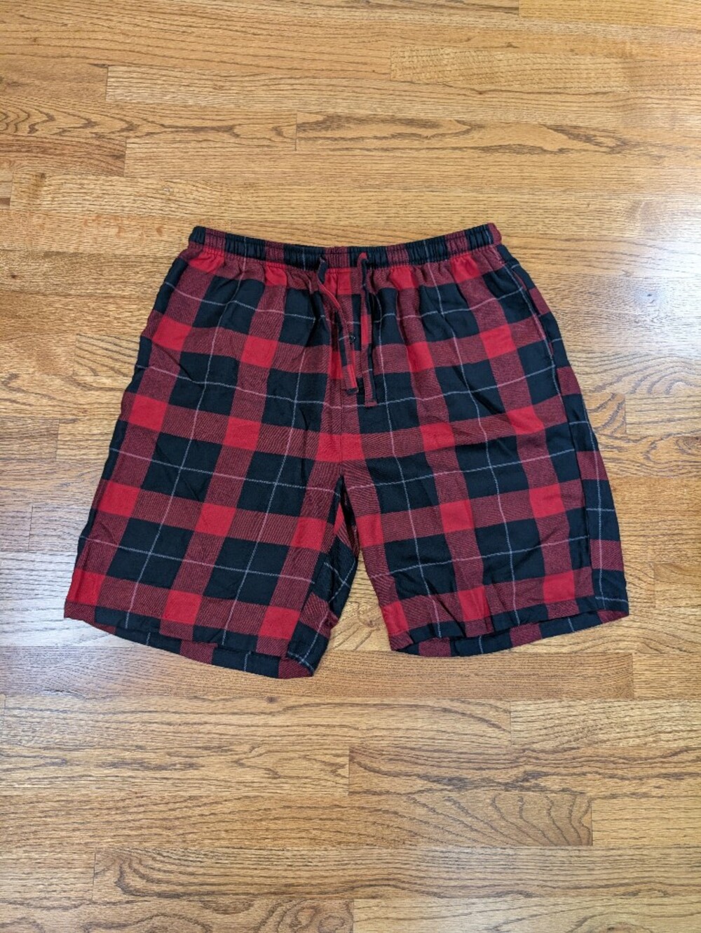 Bamboo Cool Men's Pajama Sleep Lounge Shorts Red Black Buffalo Plaid Size XL